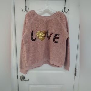 Pink Fleece Love Sweater